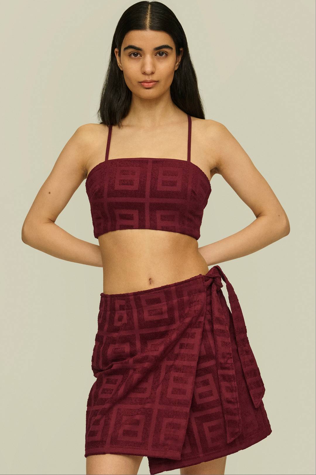 burgundy envelope skirt