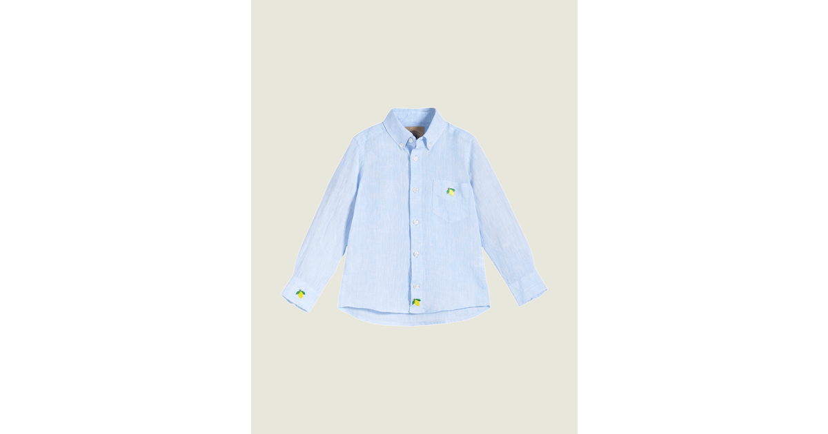 Kids Blue Lemon Linen Shirt | OAS