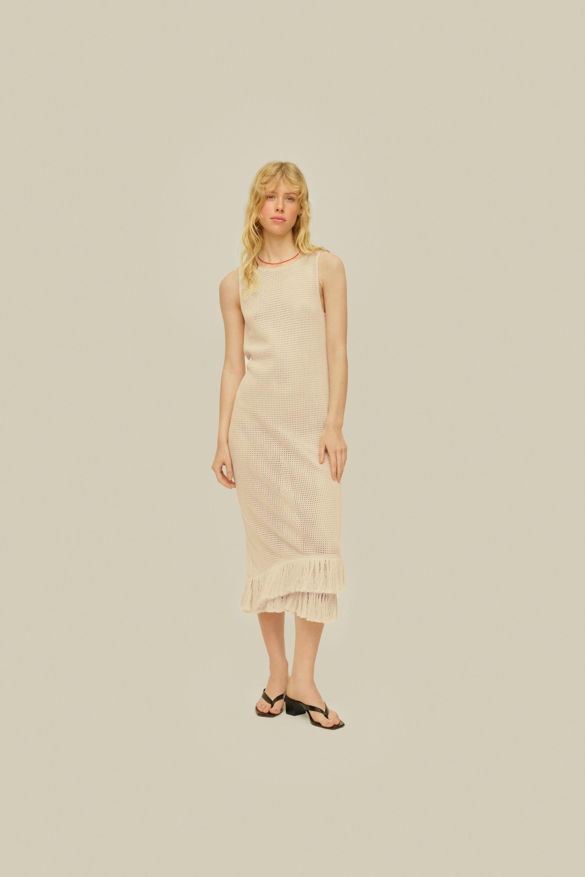 Ecru Ari Slip Net Dress