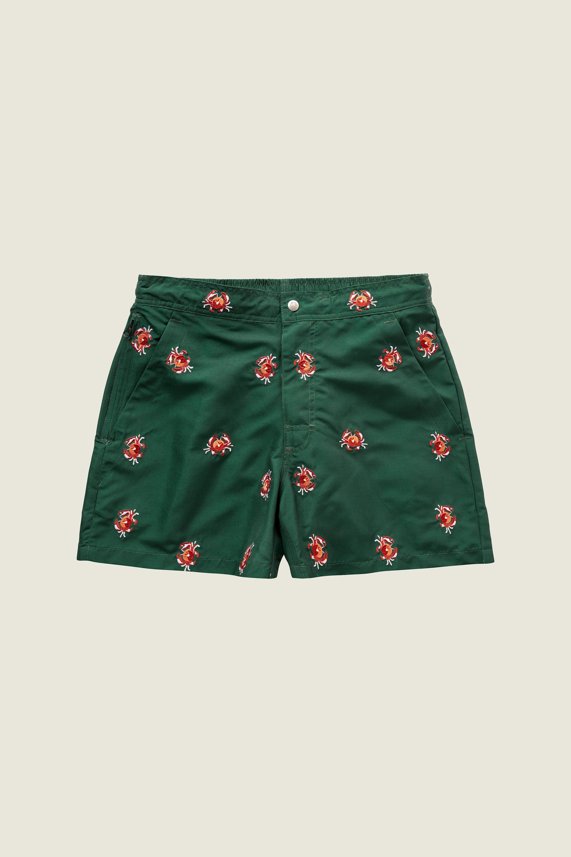 Full Embroidery Crab Swim Shorts