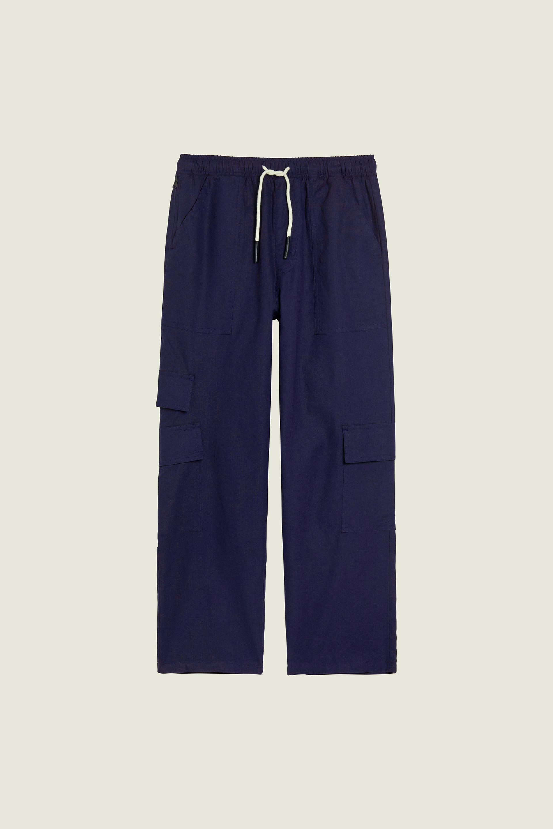 Navy Cargo Linen Pants