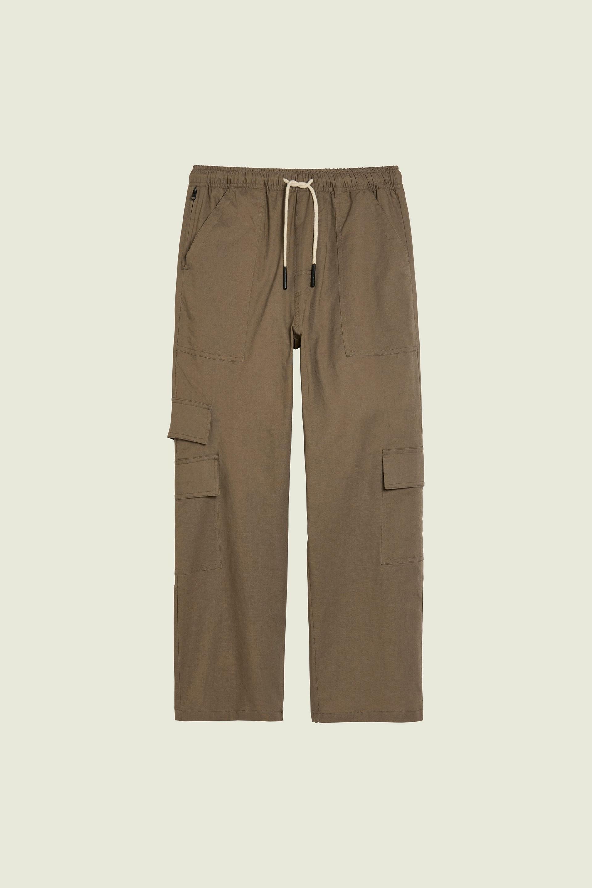 Taupe Cargo Linen Pants