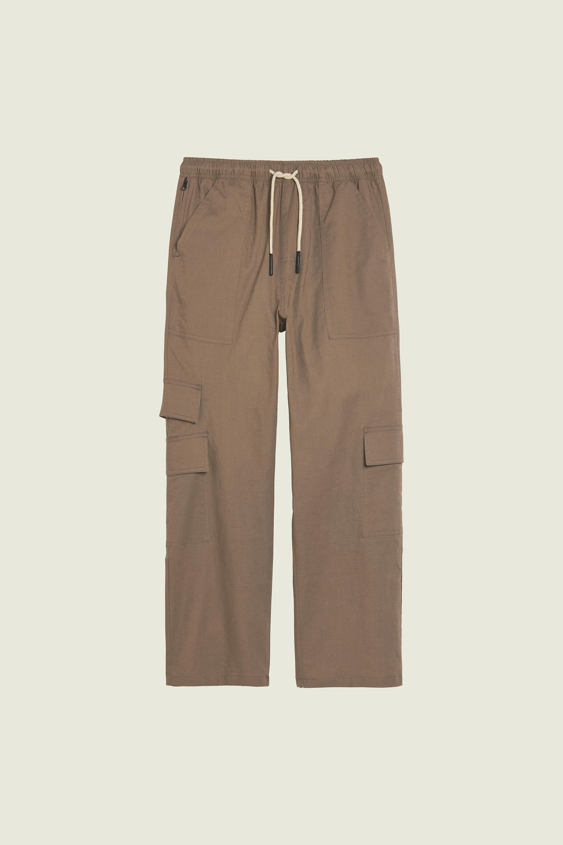 Taupe Cargo Linen Pants