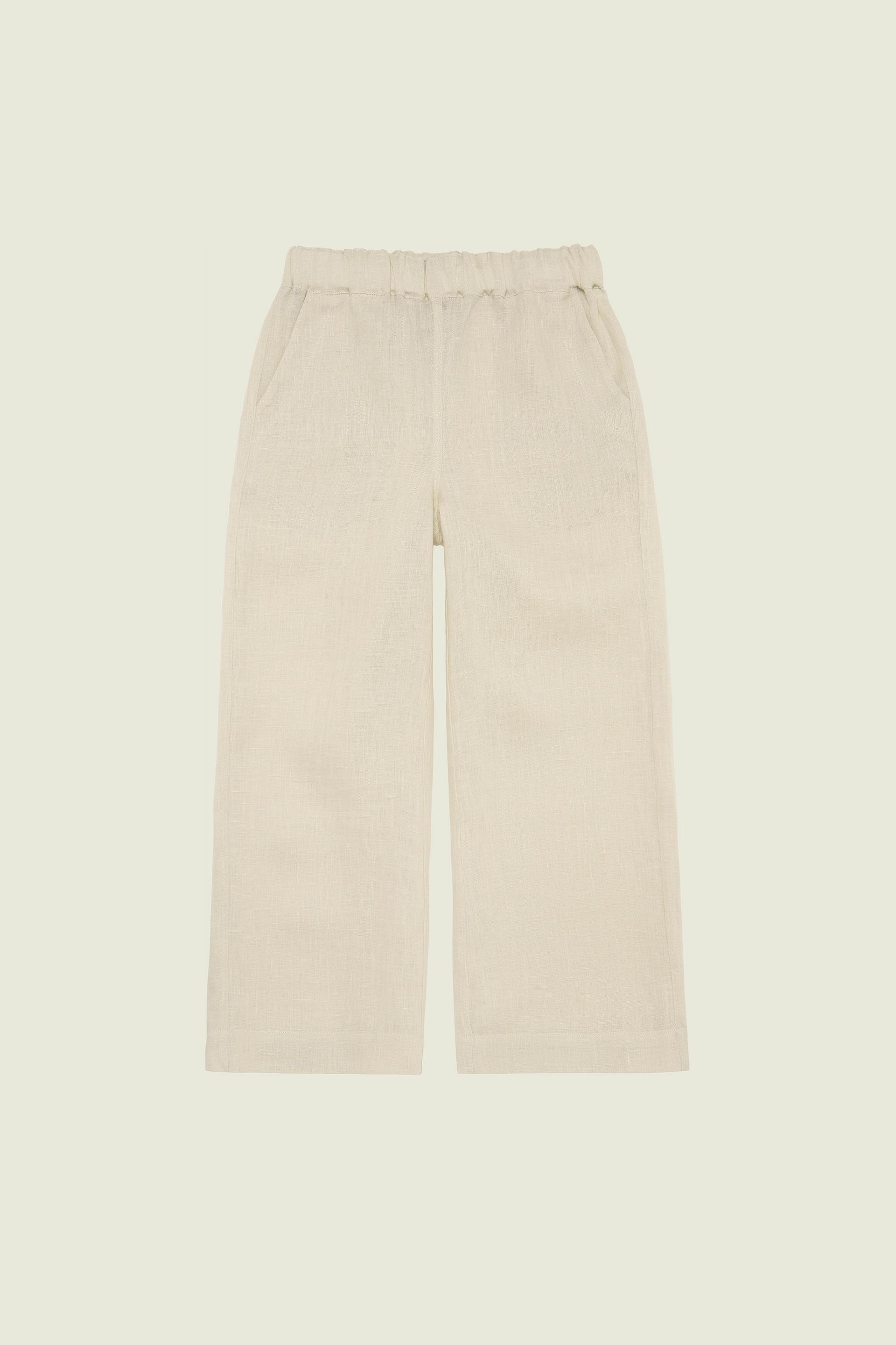 Kids Beige Linen Pants