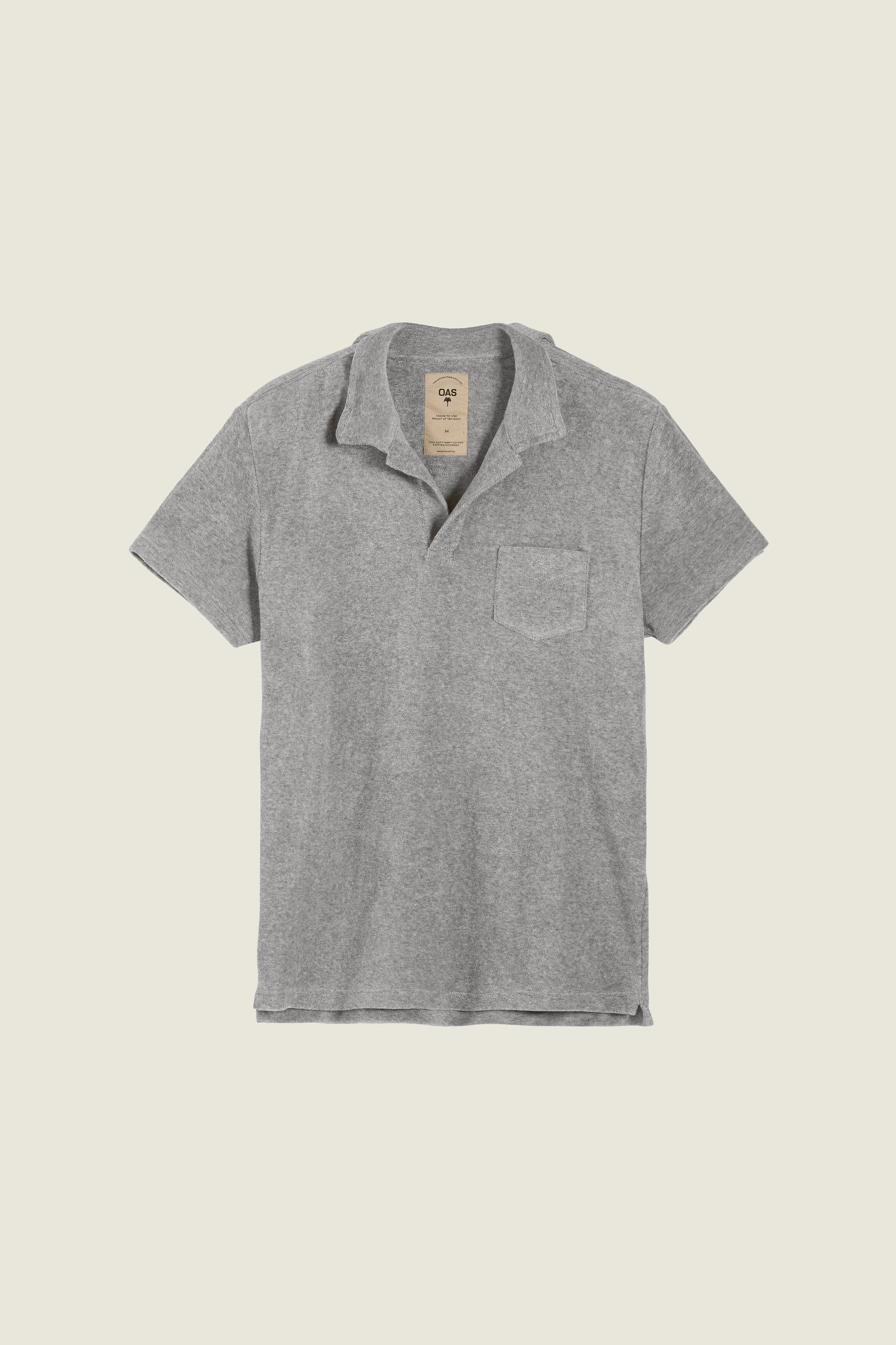 Grey Melange Polo Terry Shirt