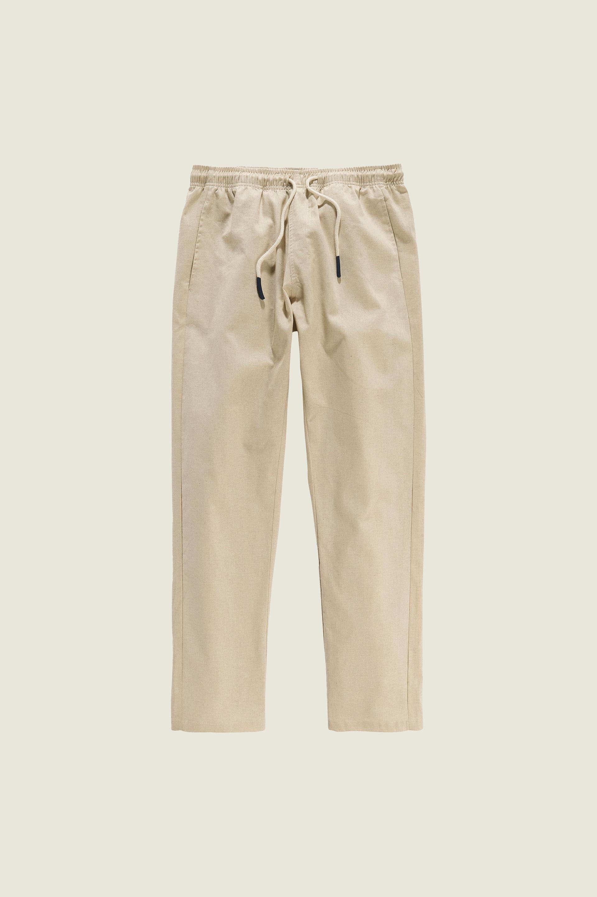 Beige Leinen-Hose