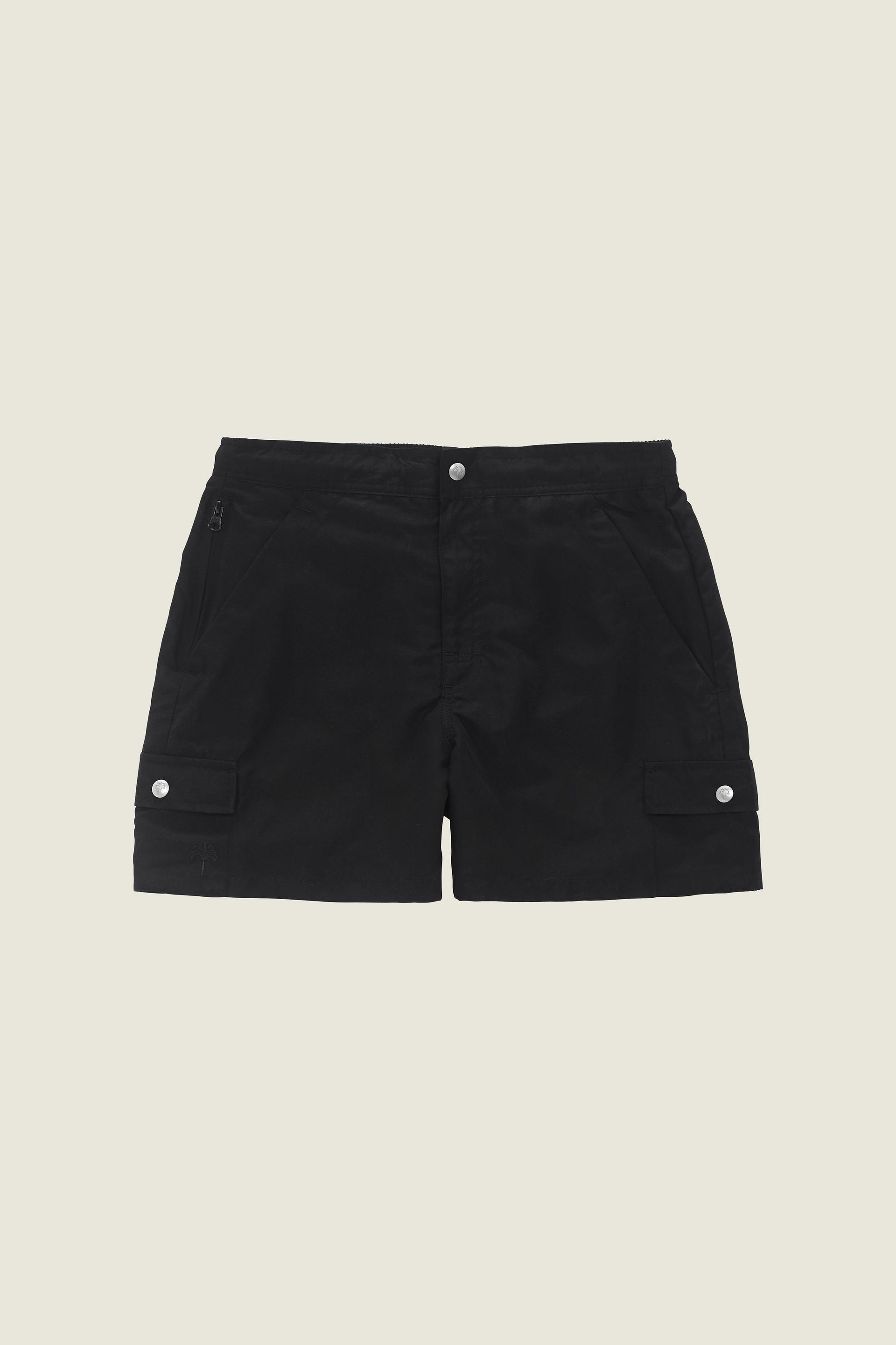 Black Cargo Swim Shorts