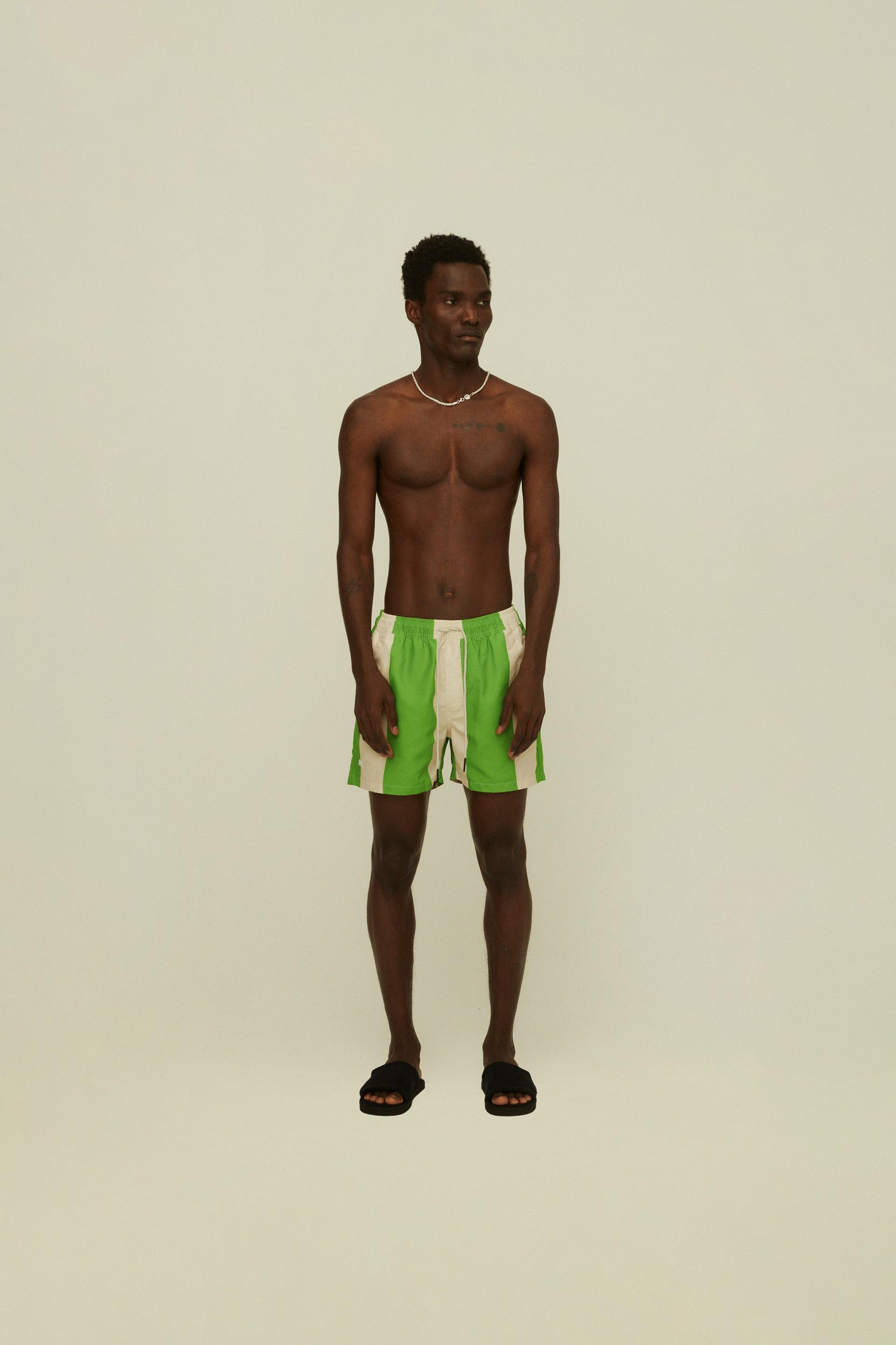 Emerald Stripe Swim Shorts