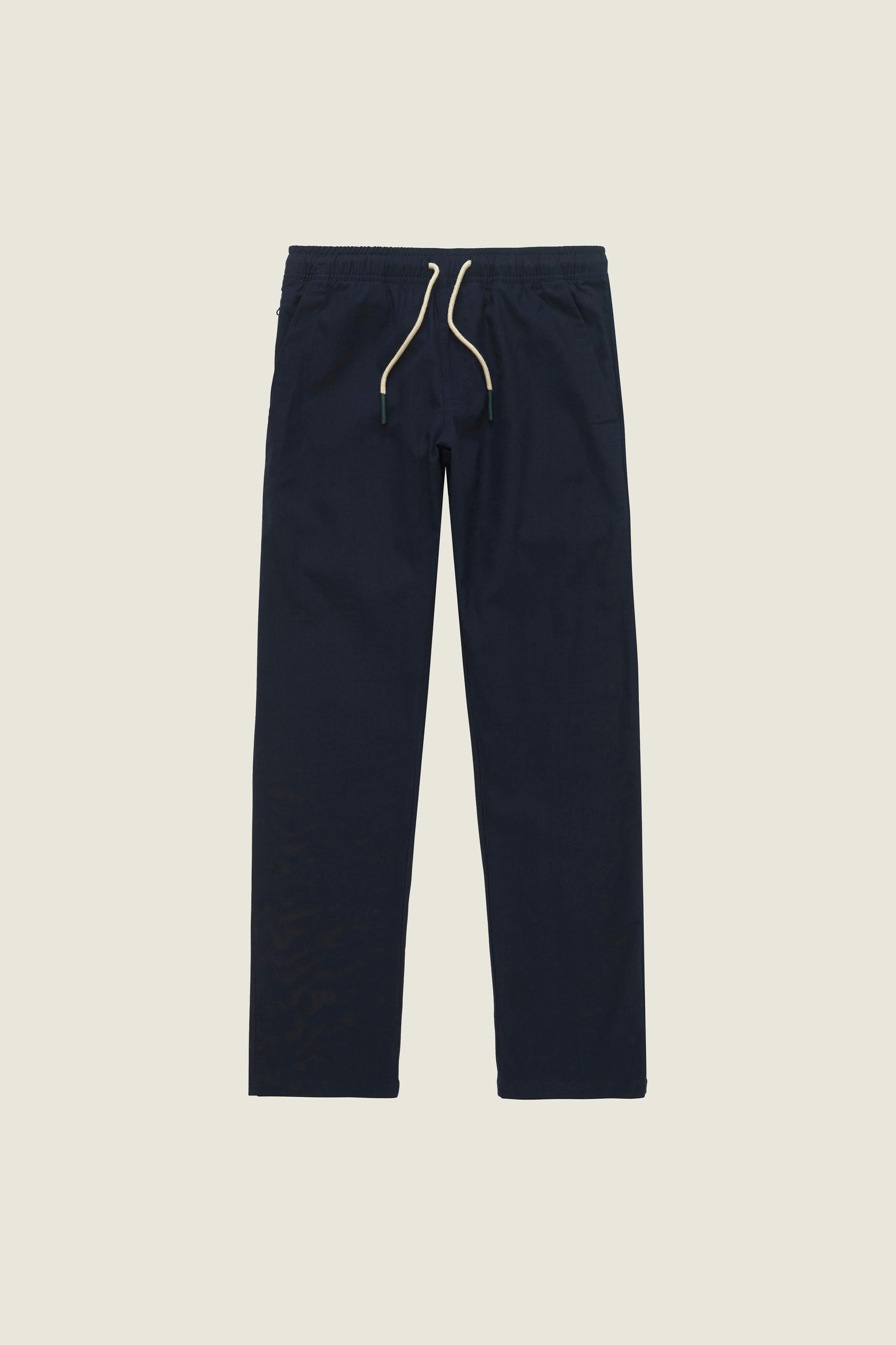 Navy Linen Long Pant