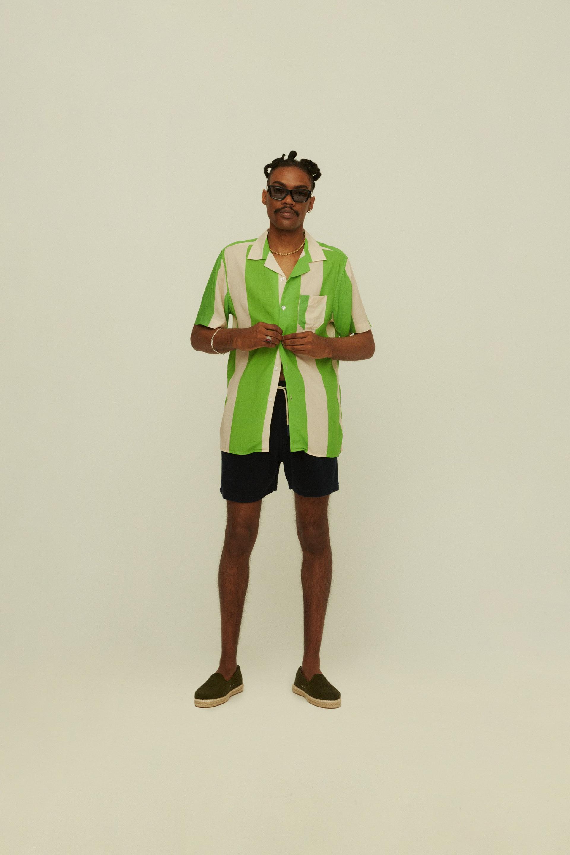 Emerald Stripe Viscose Shirt