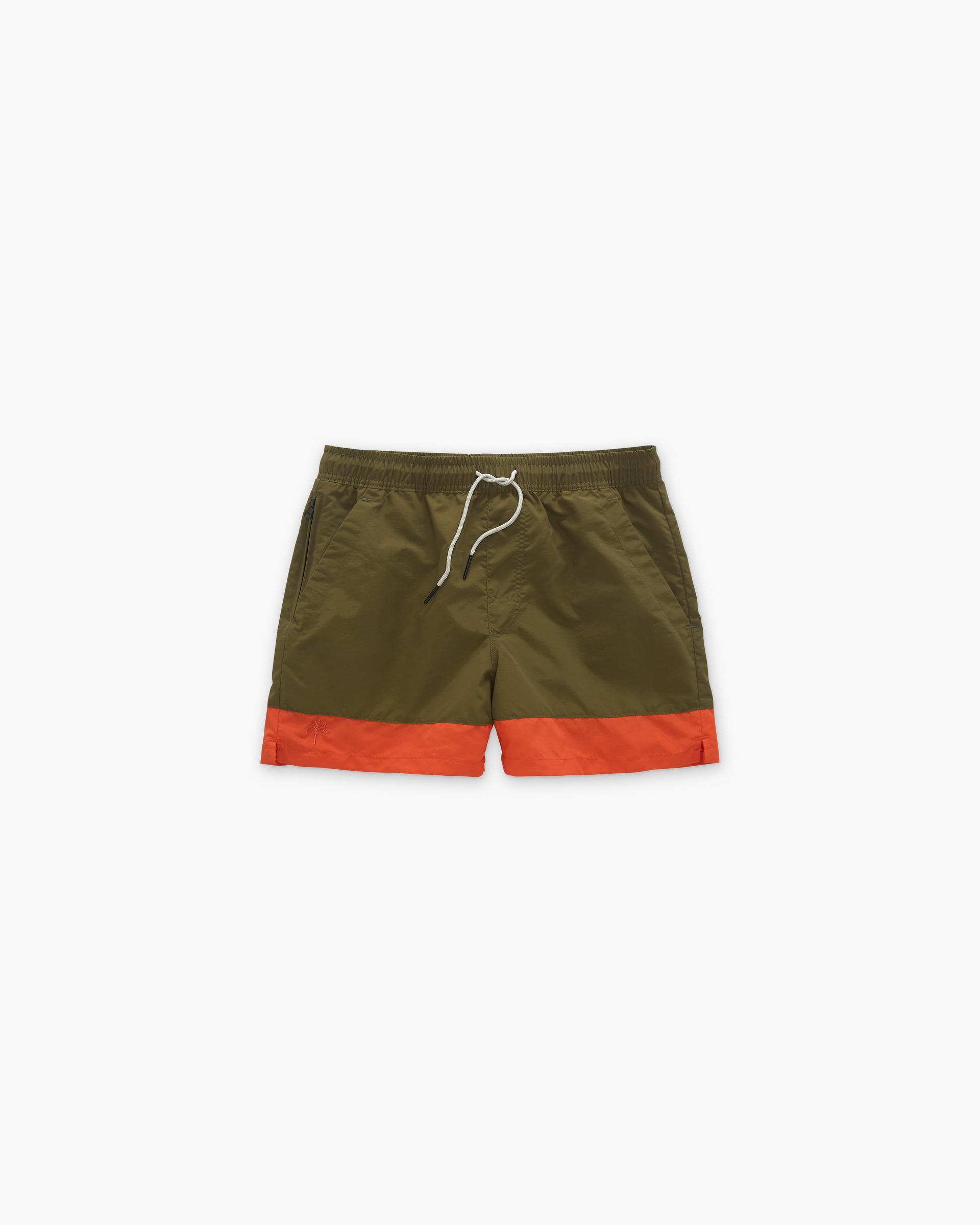 Orange Stripe Nylon Swim Shorts
