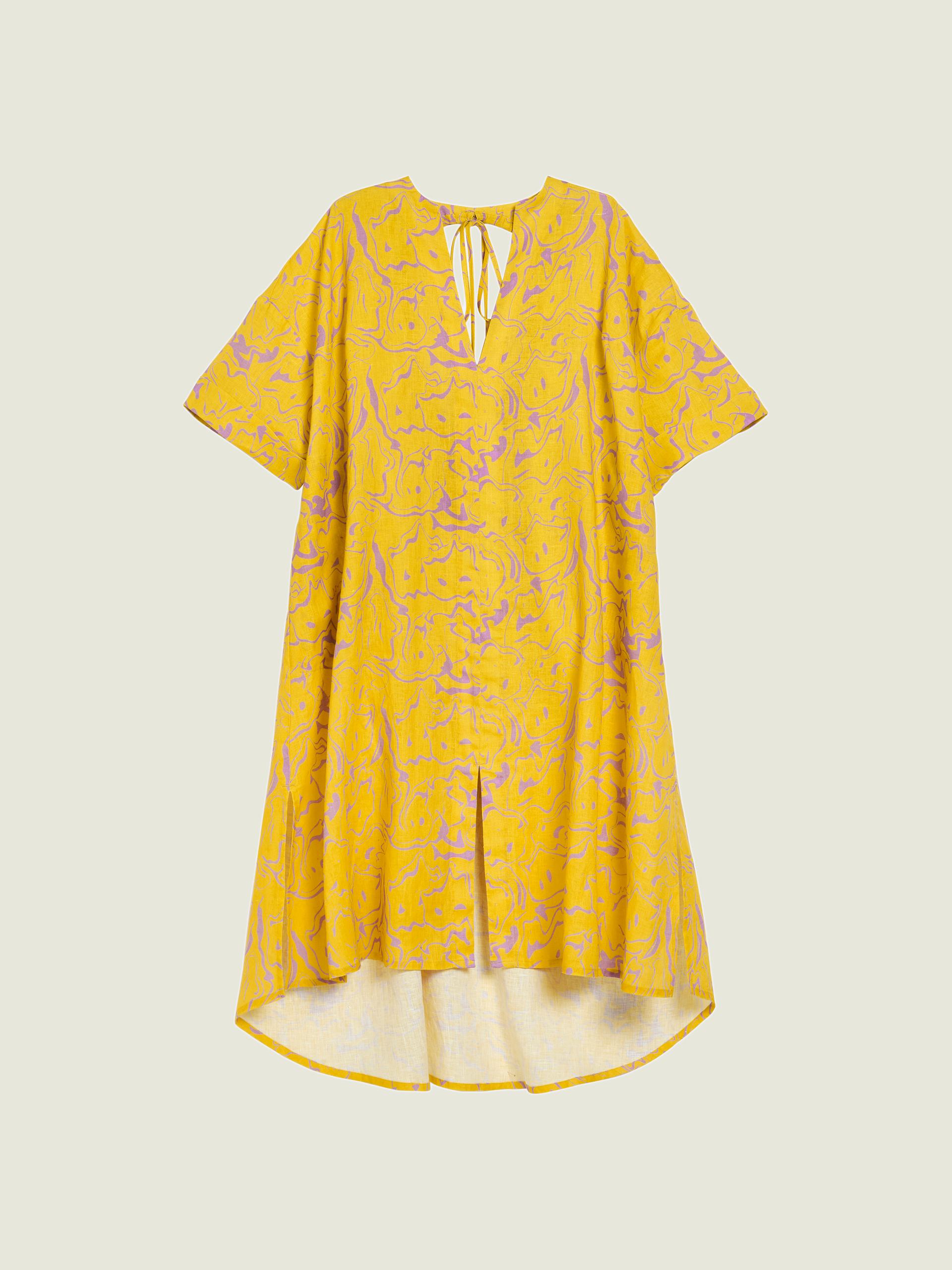 Mashed Tangelo Linen Dress