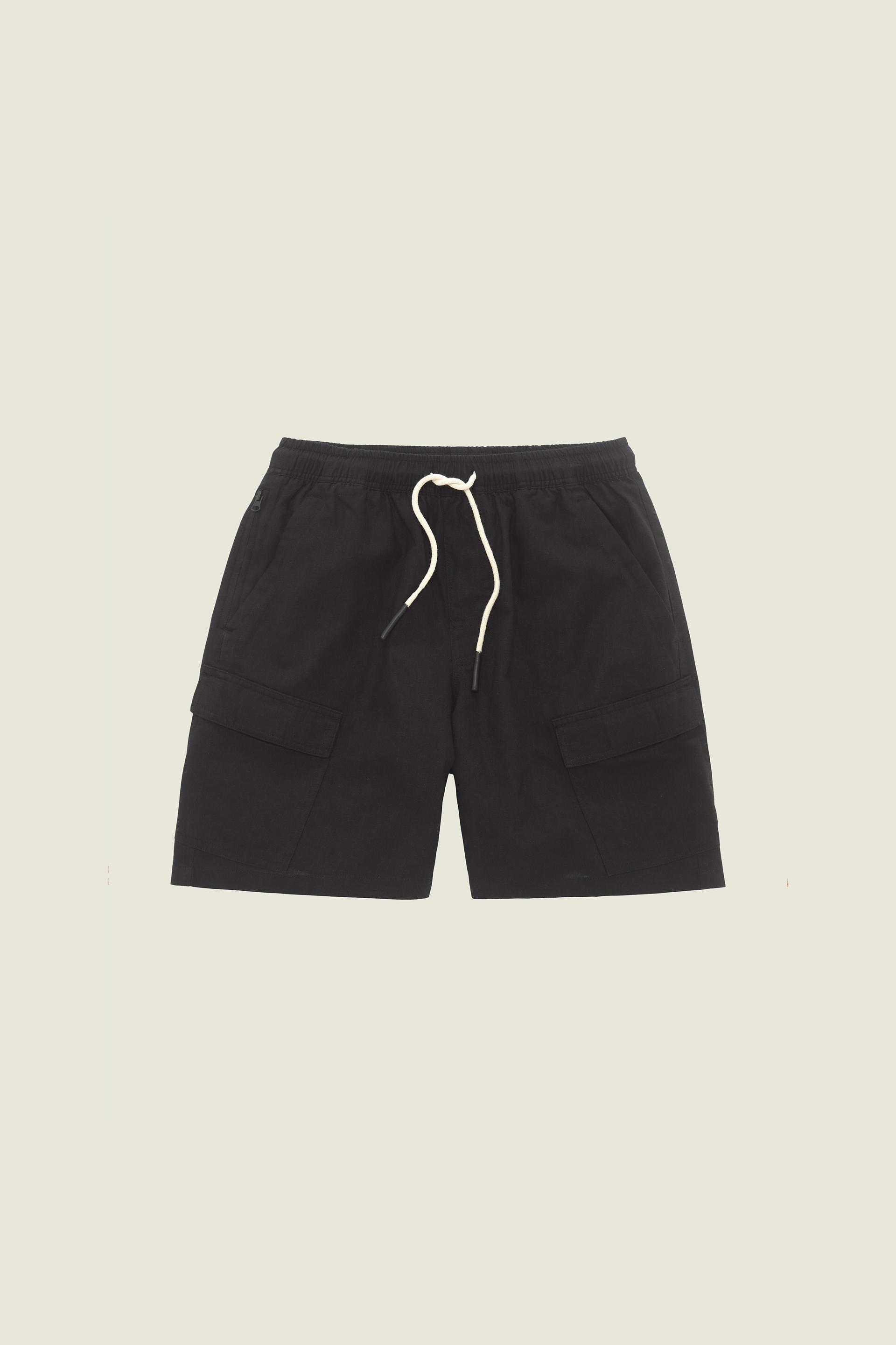 Black Cargo Linen Shorts