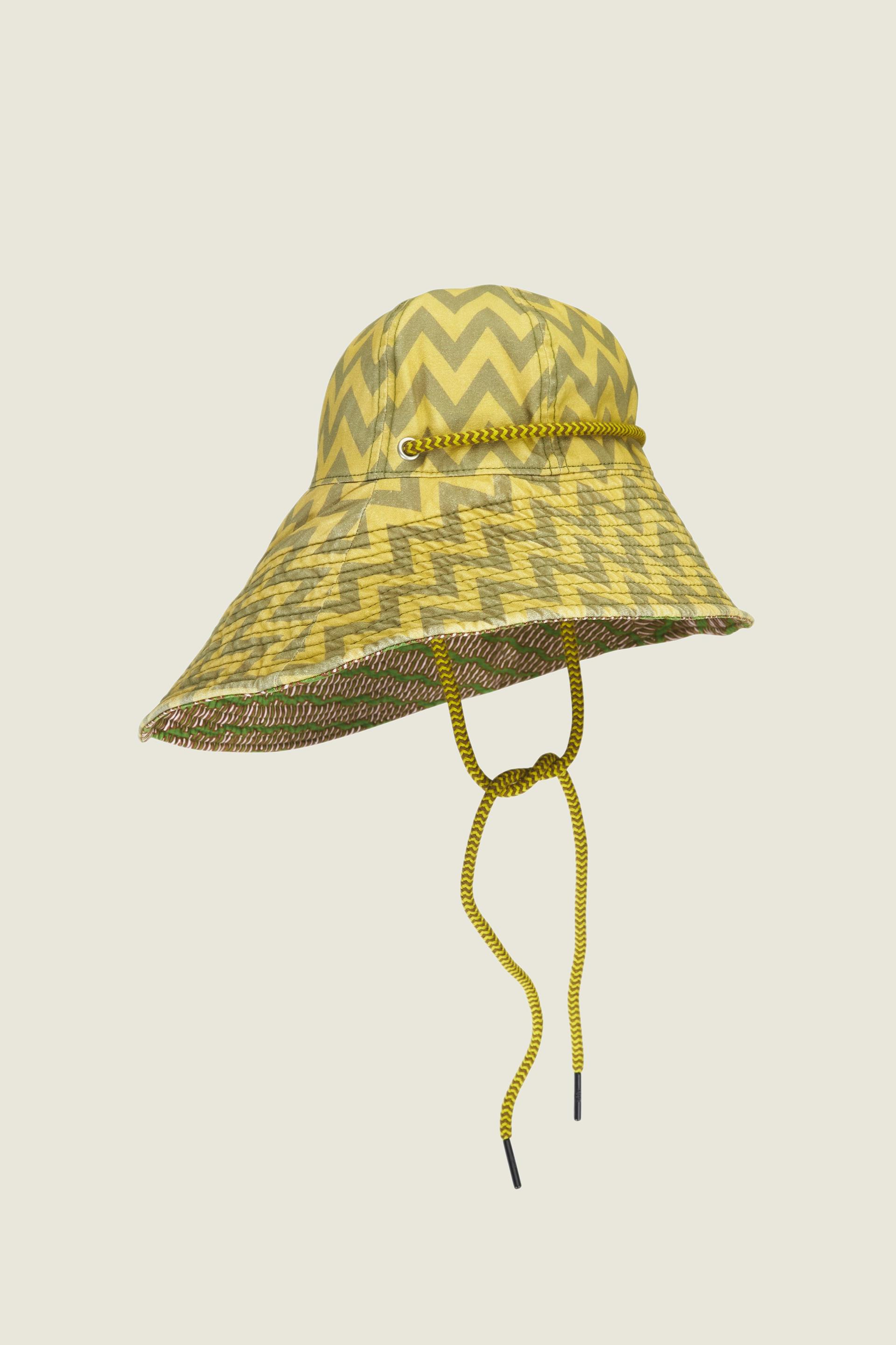 Greeny Zig Zag Brim Canvas Hat