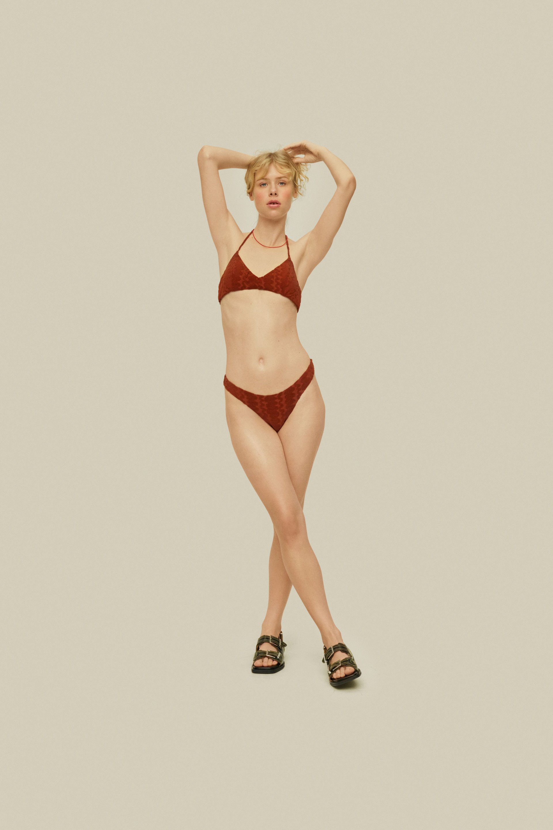 Terracotta Scribble Yam Bikini Top