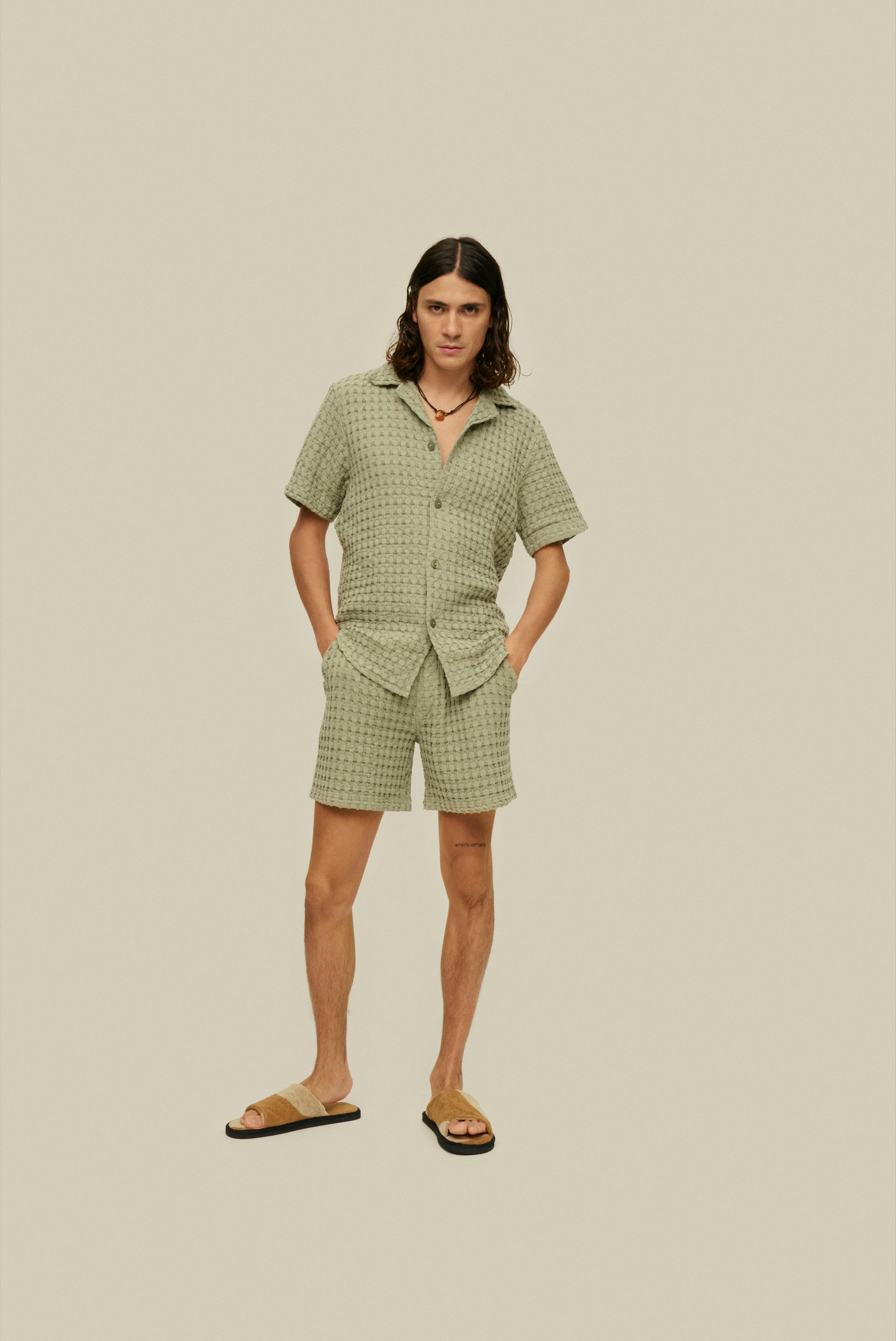 Dusty Green Cuba Waffle Shirt | OAS