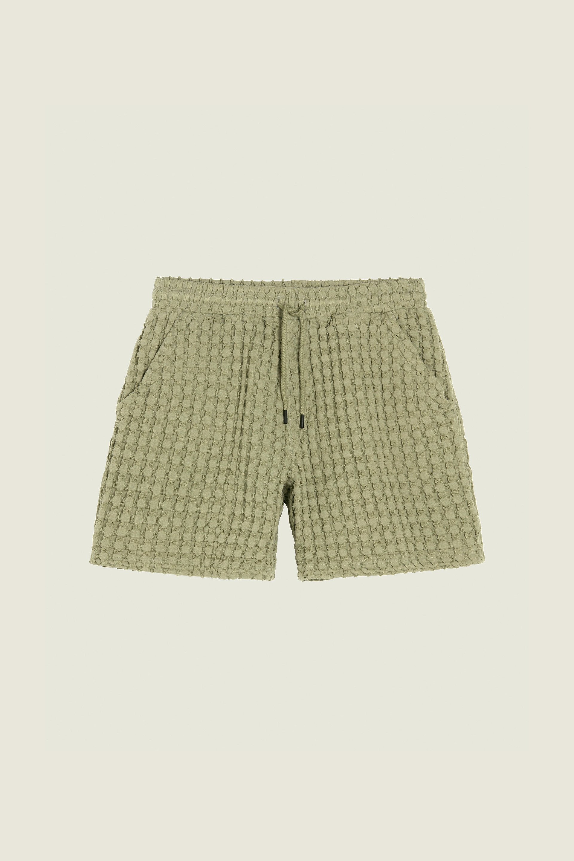 Dusty Green Porto Waffle-Shorts