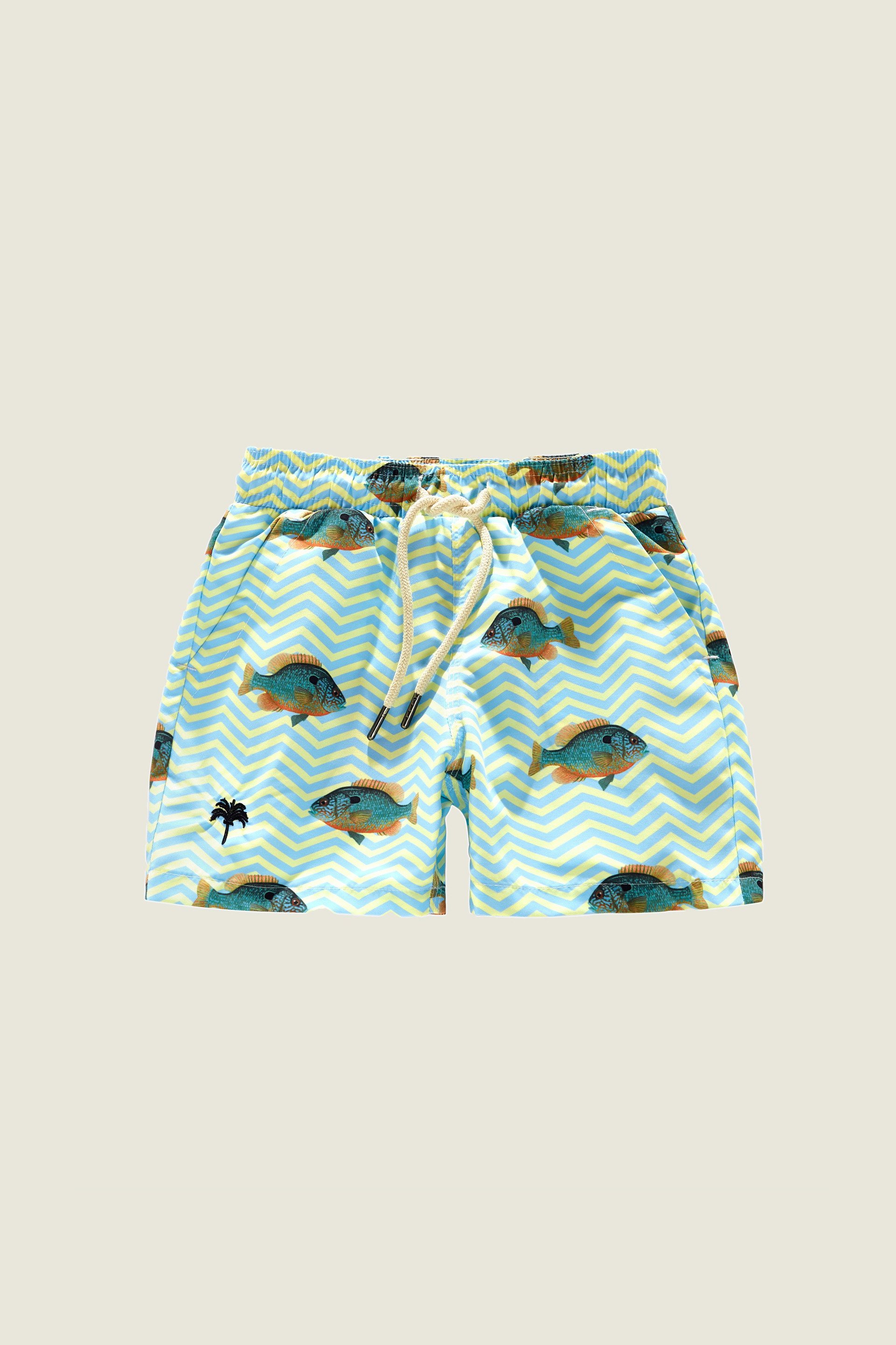 Kids Blue Fish Swim Shorts