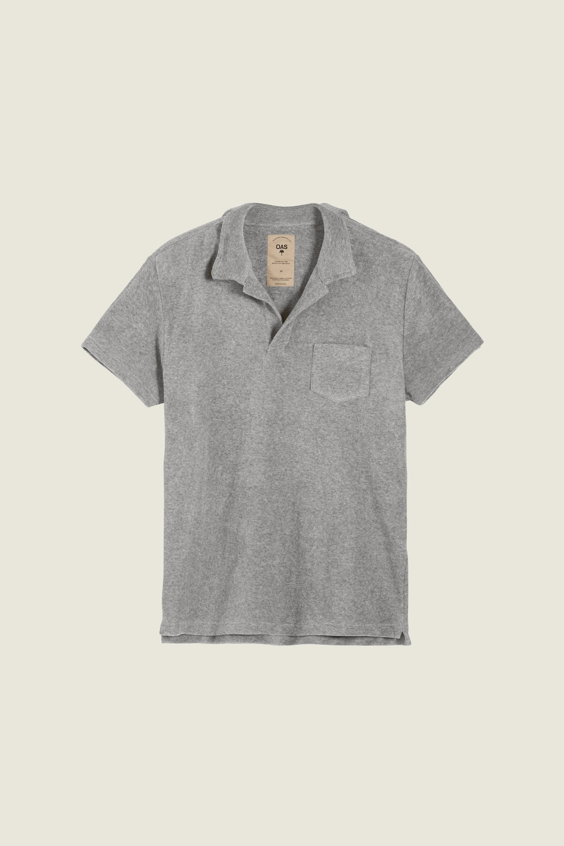 Grey Melange Polo-Shirt Frottee