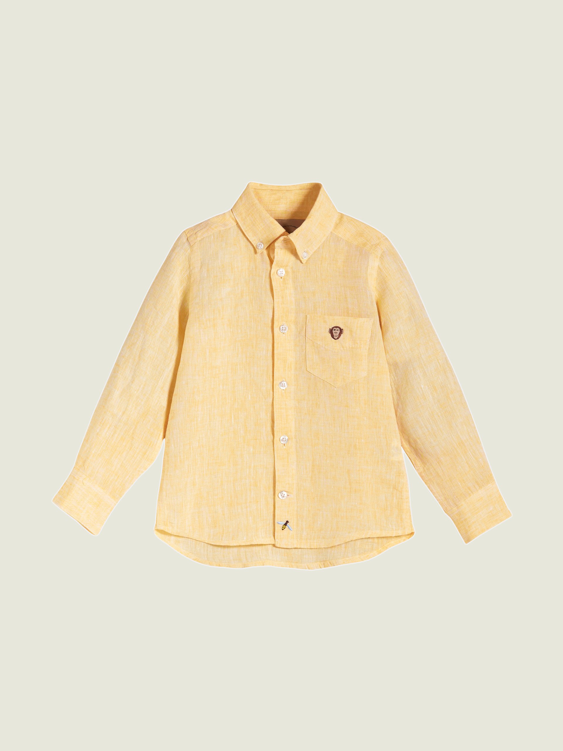 Kids Yellow Monkey Linen Shirt