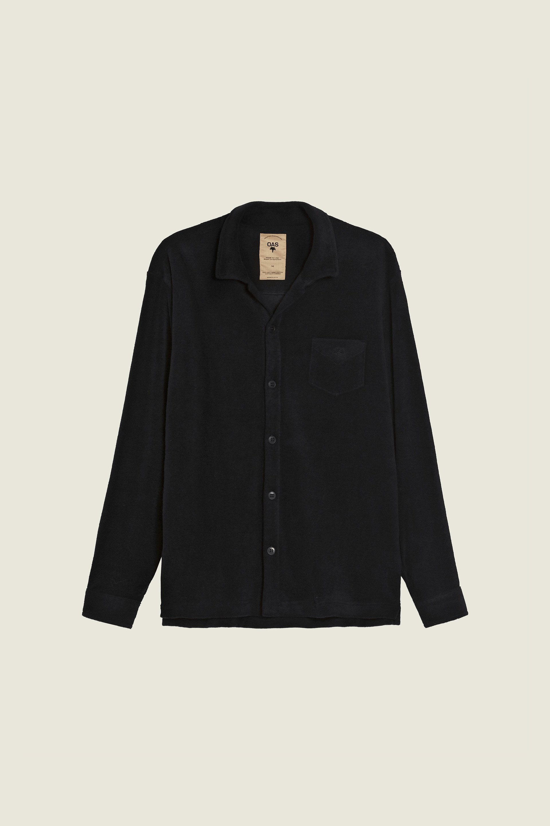 Black Camisa Frottee-Hemd