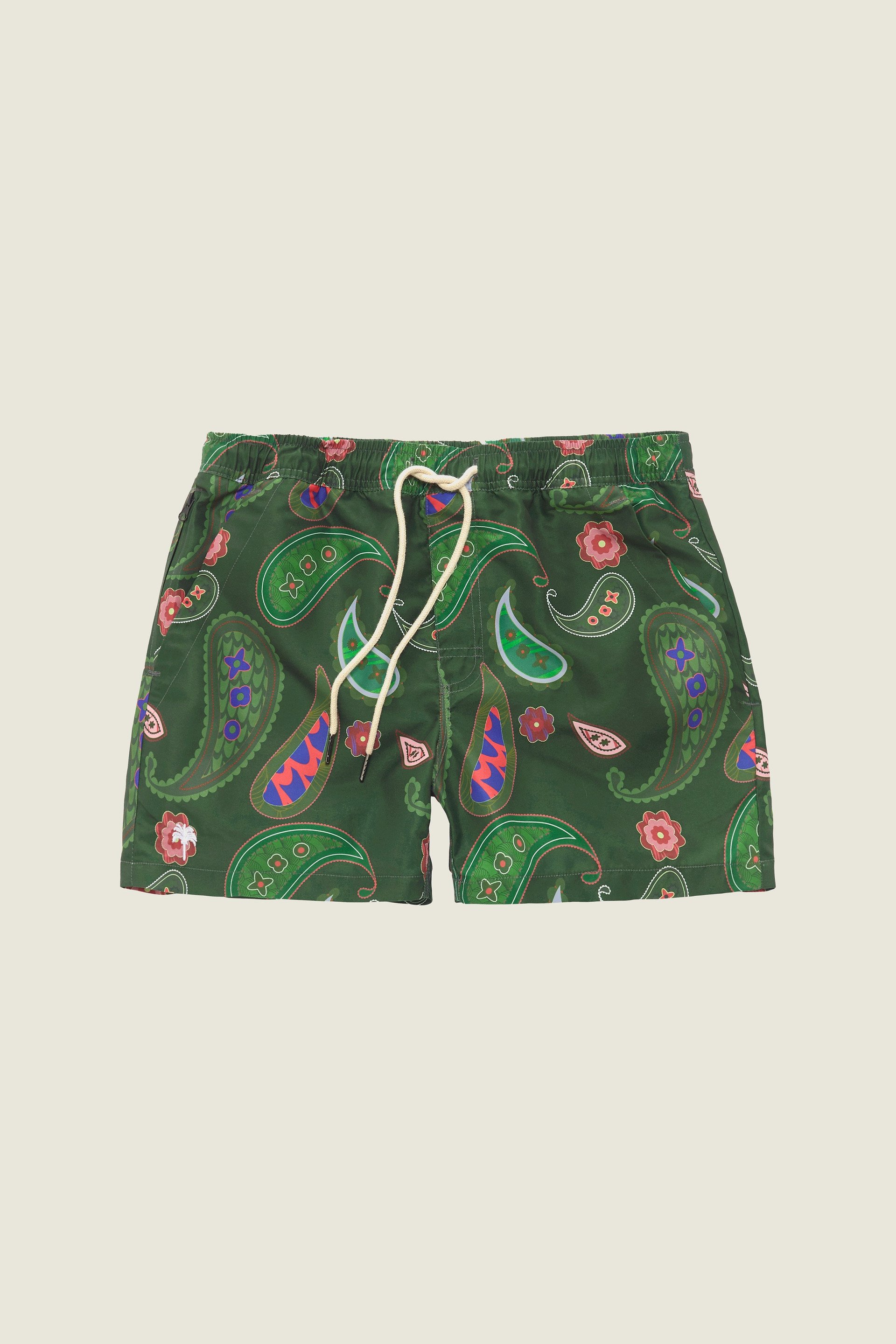 Green Paisley Swim Shorts