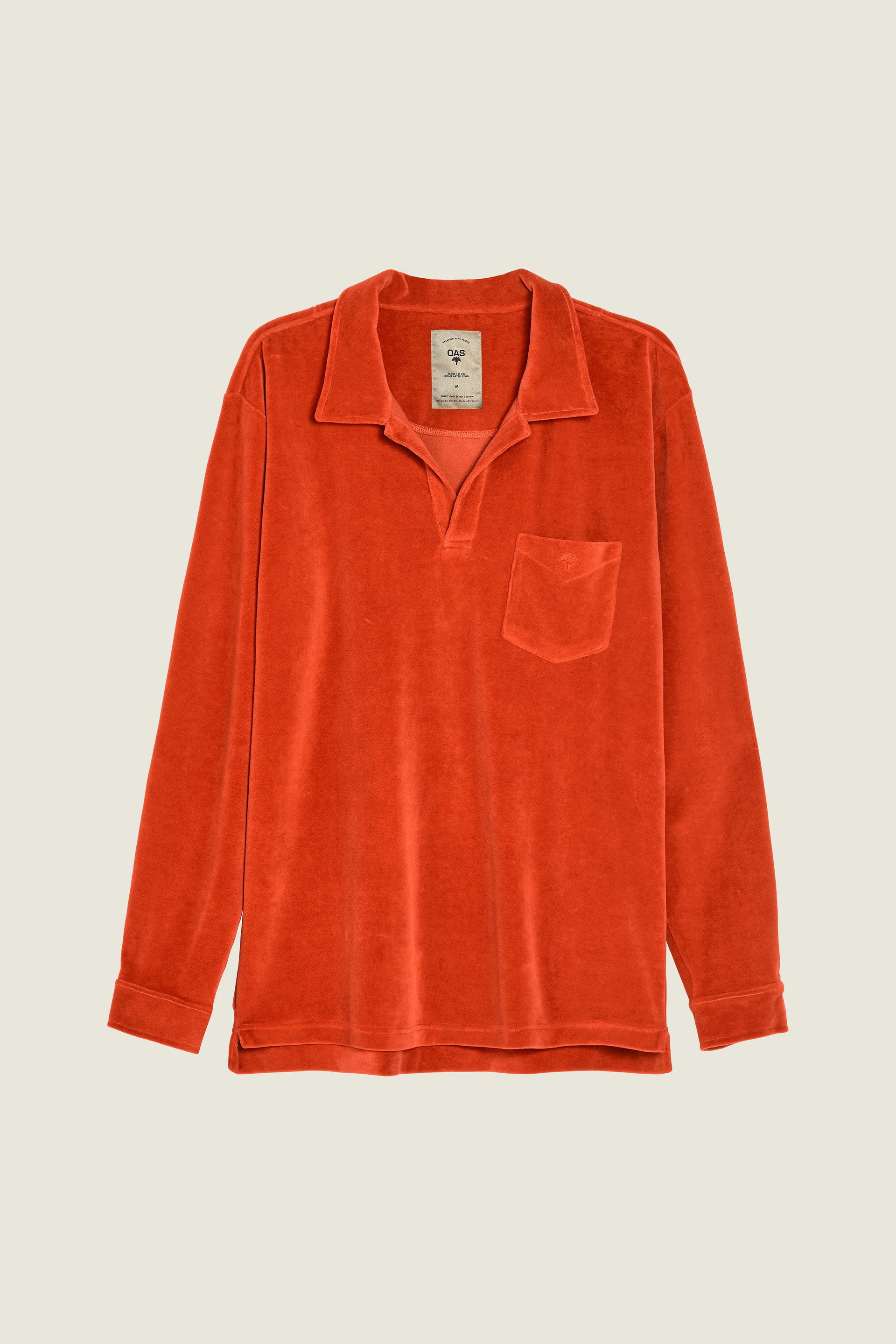 Burnt Orange Velour Långärmad-skjorta