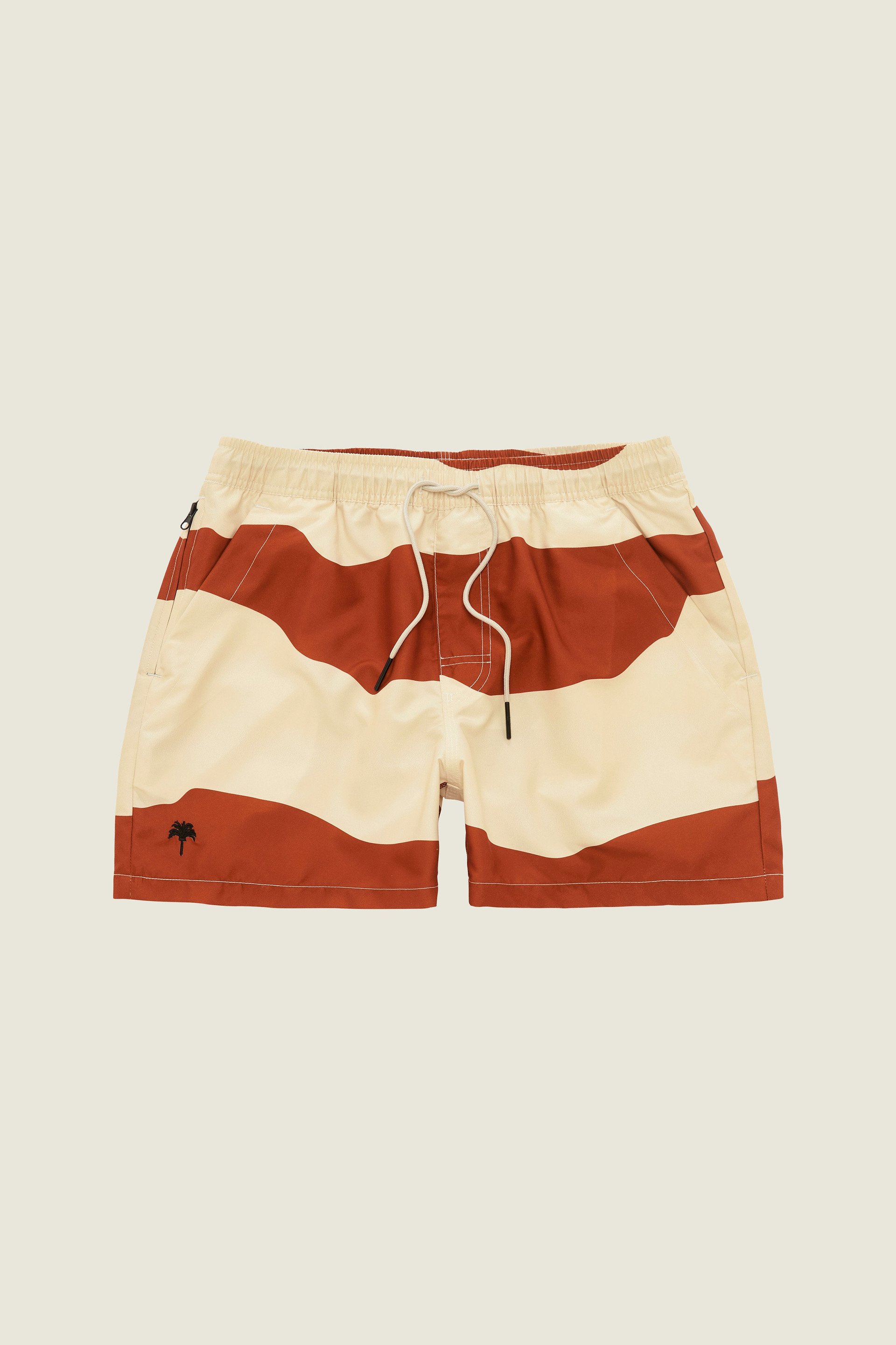 Oas Layer Zig Swim Shorts Brown - Mens - Swimwear OAS