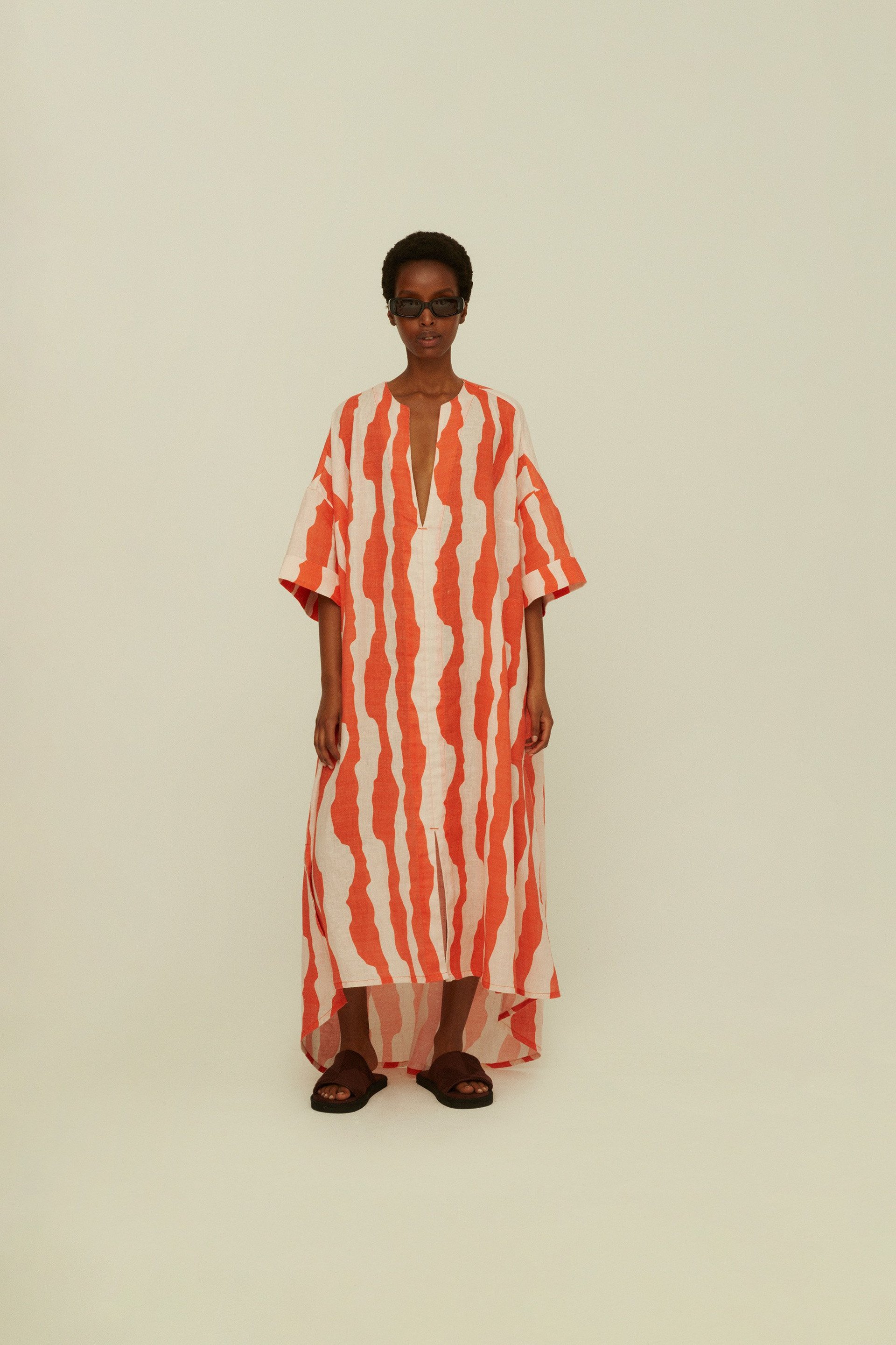 Orange Calima Tangelo Linen Dress