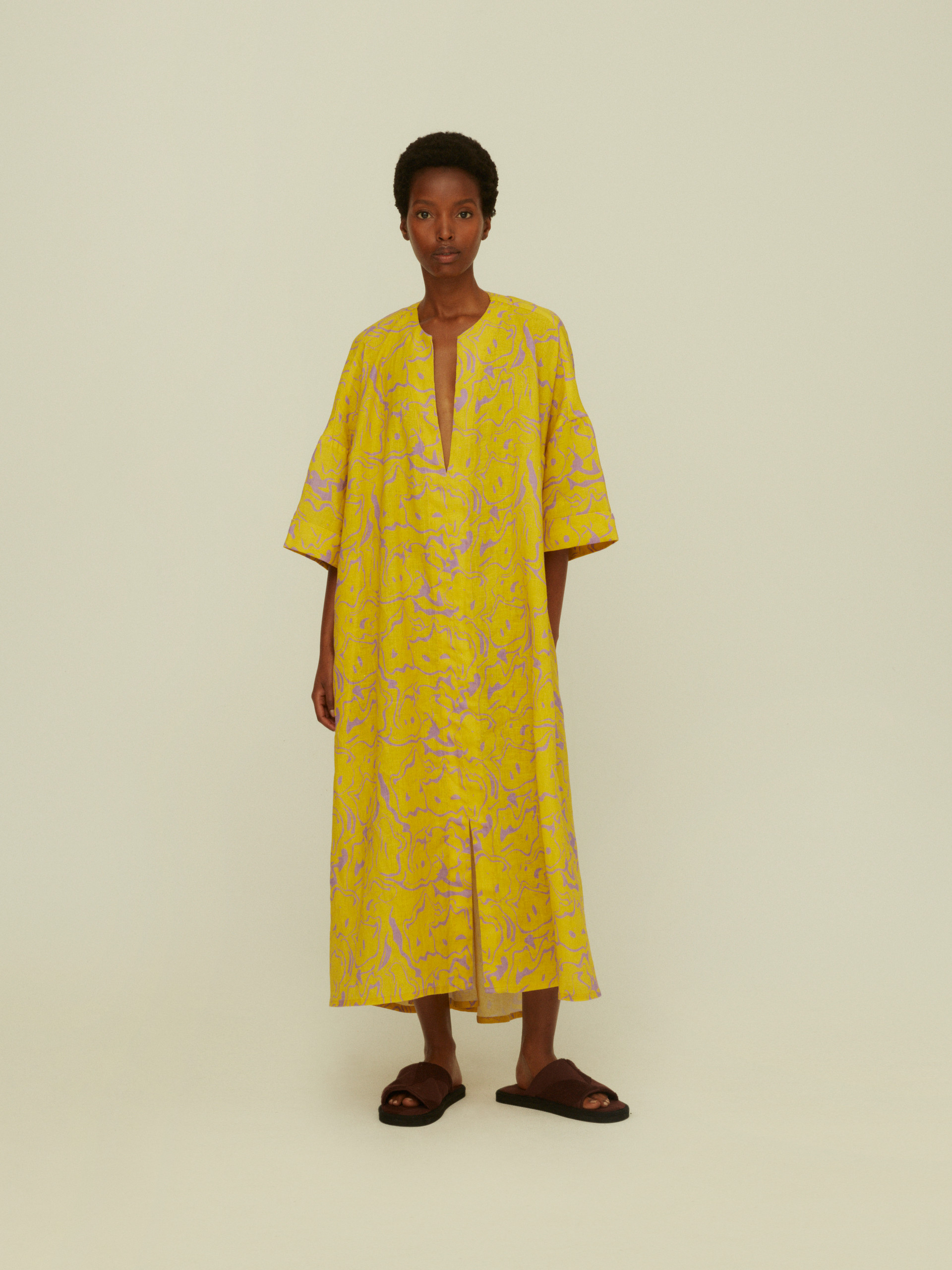 Mashed Tangelo Linen Dress