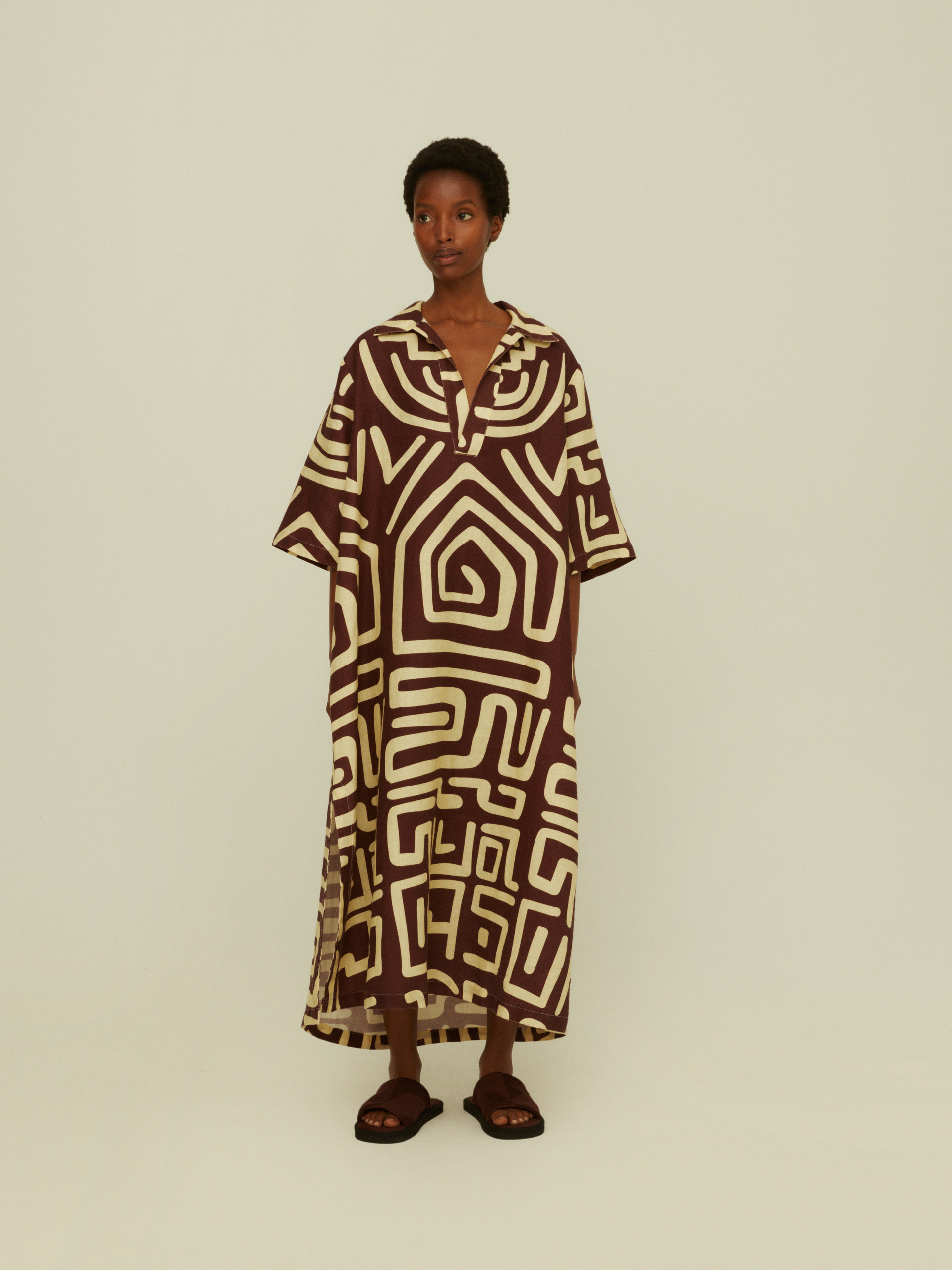 Kalahara Papaya Linen Dress