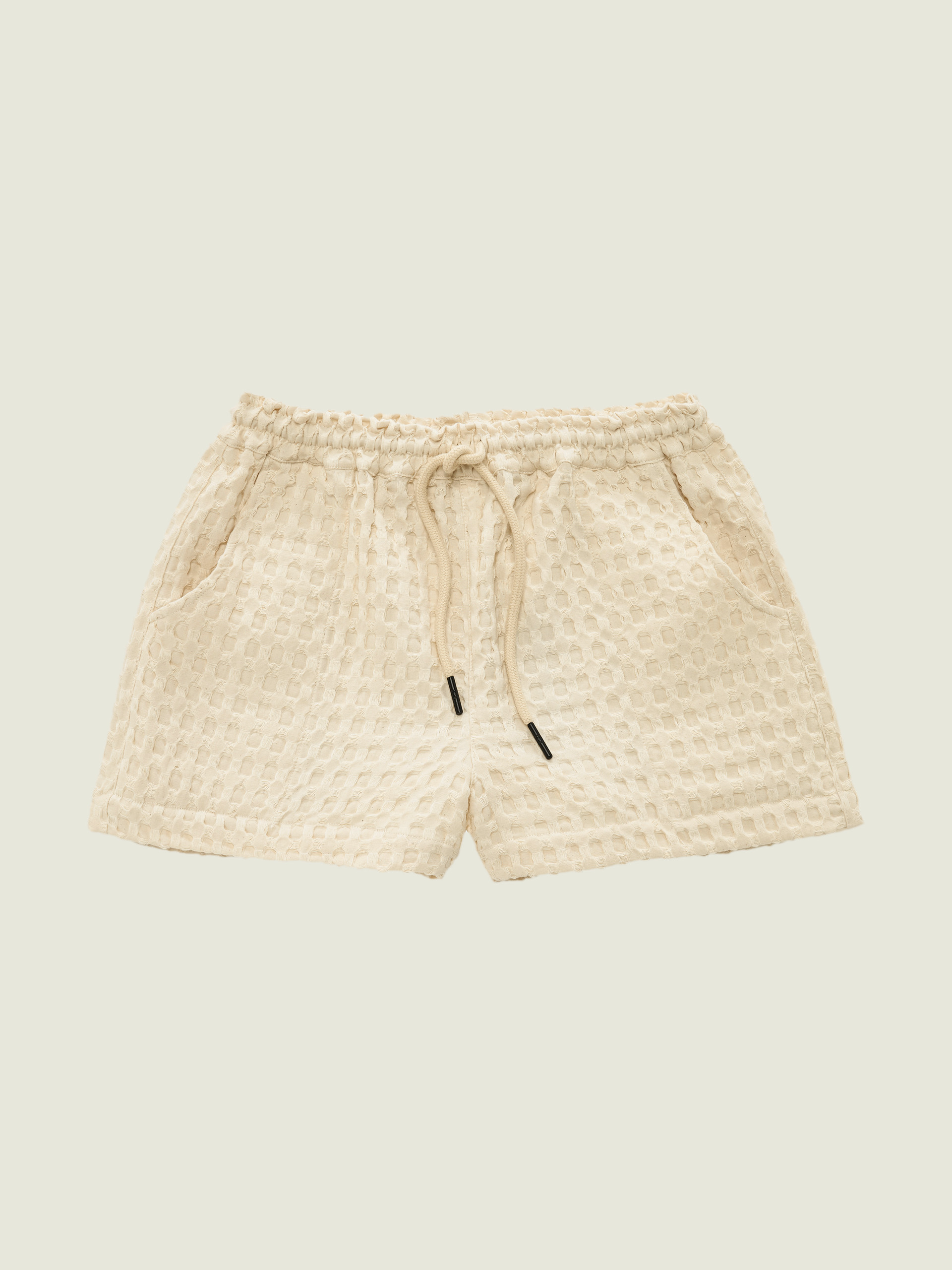 Ecru Drizzle Waffle Shorts