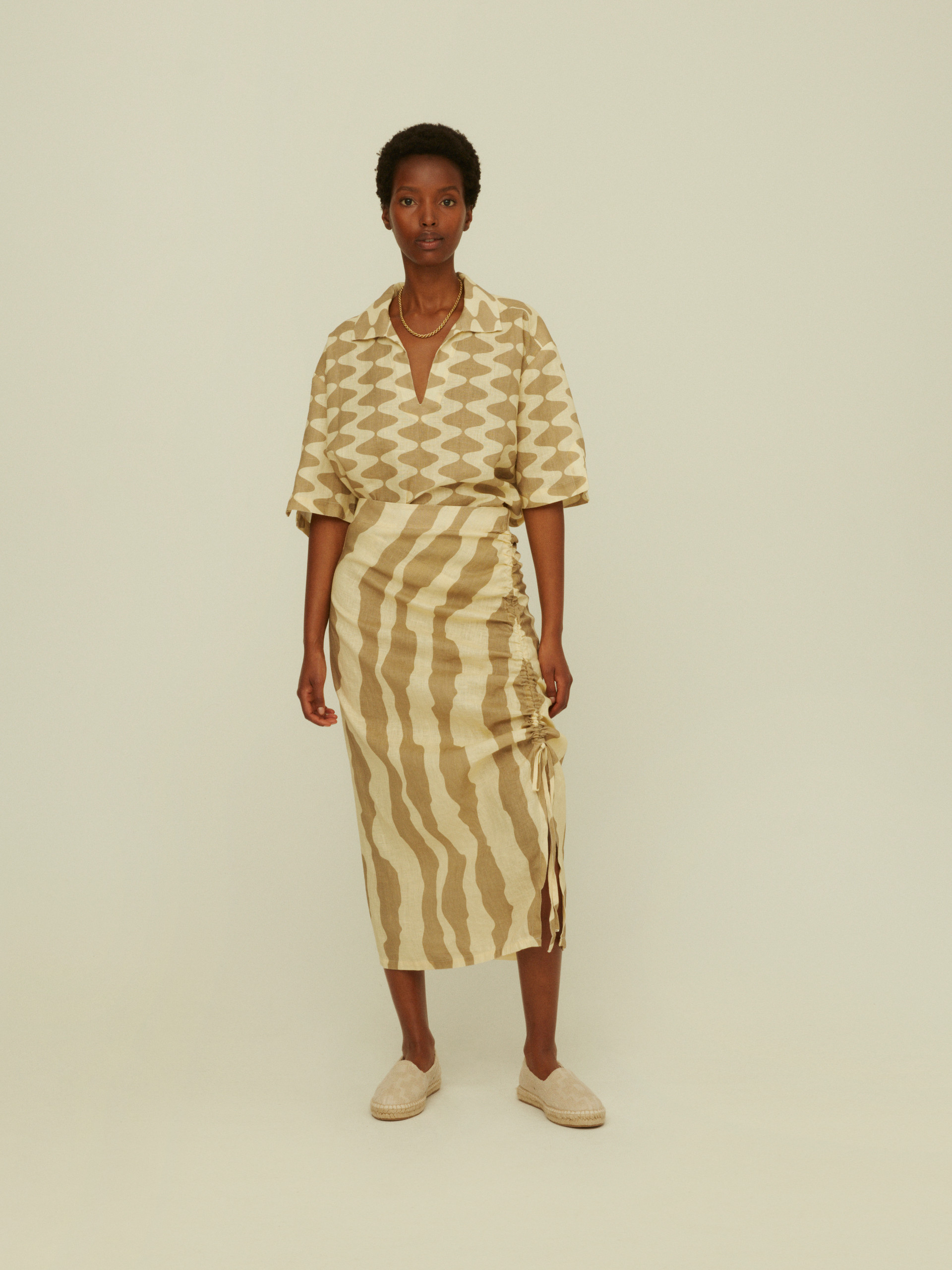 Khaki Calima Lollo Linen Skirt