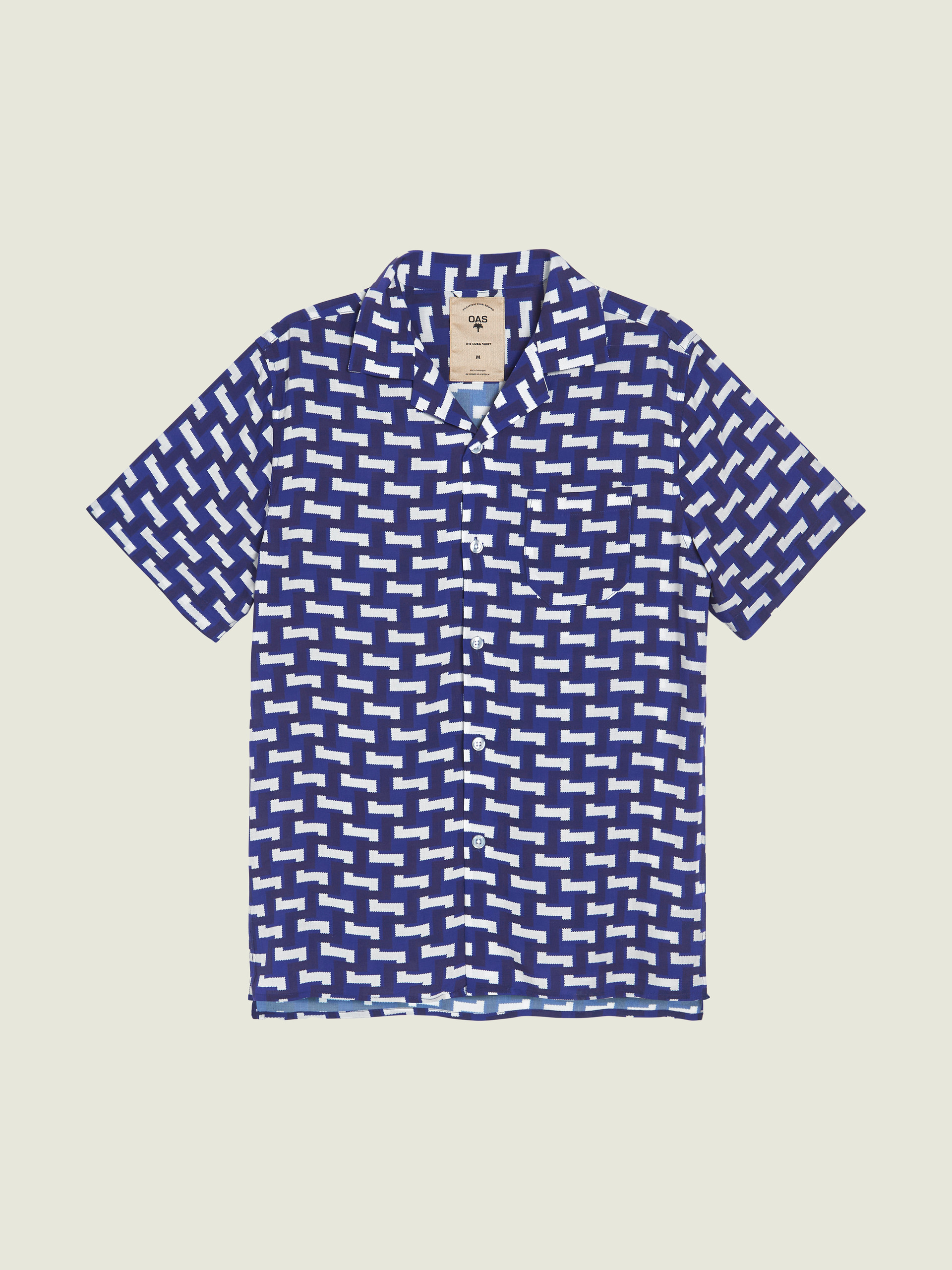 Blue Layer Zig Viscose Shirt