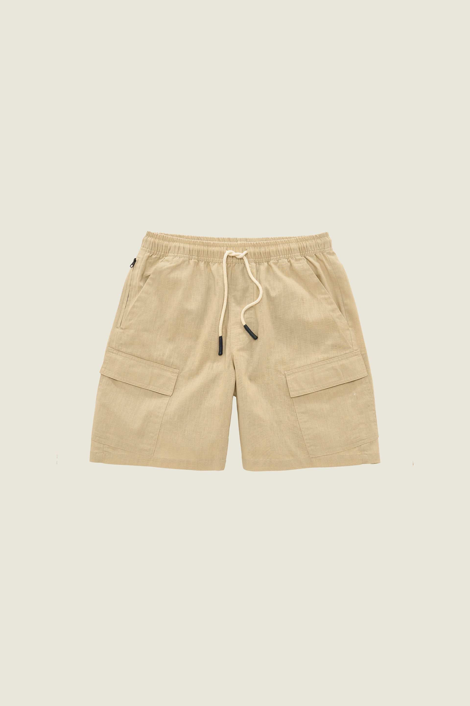 Beige Cargo Linne-Shorts