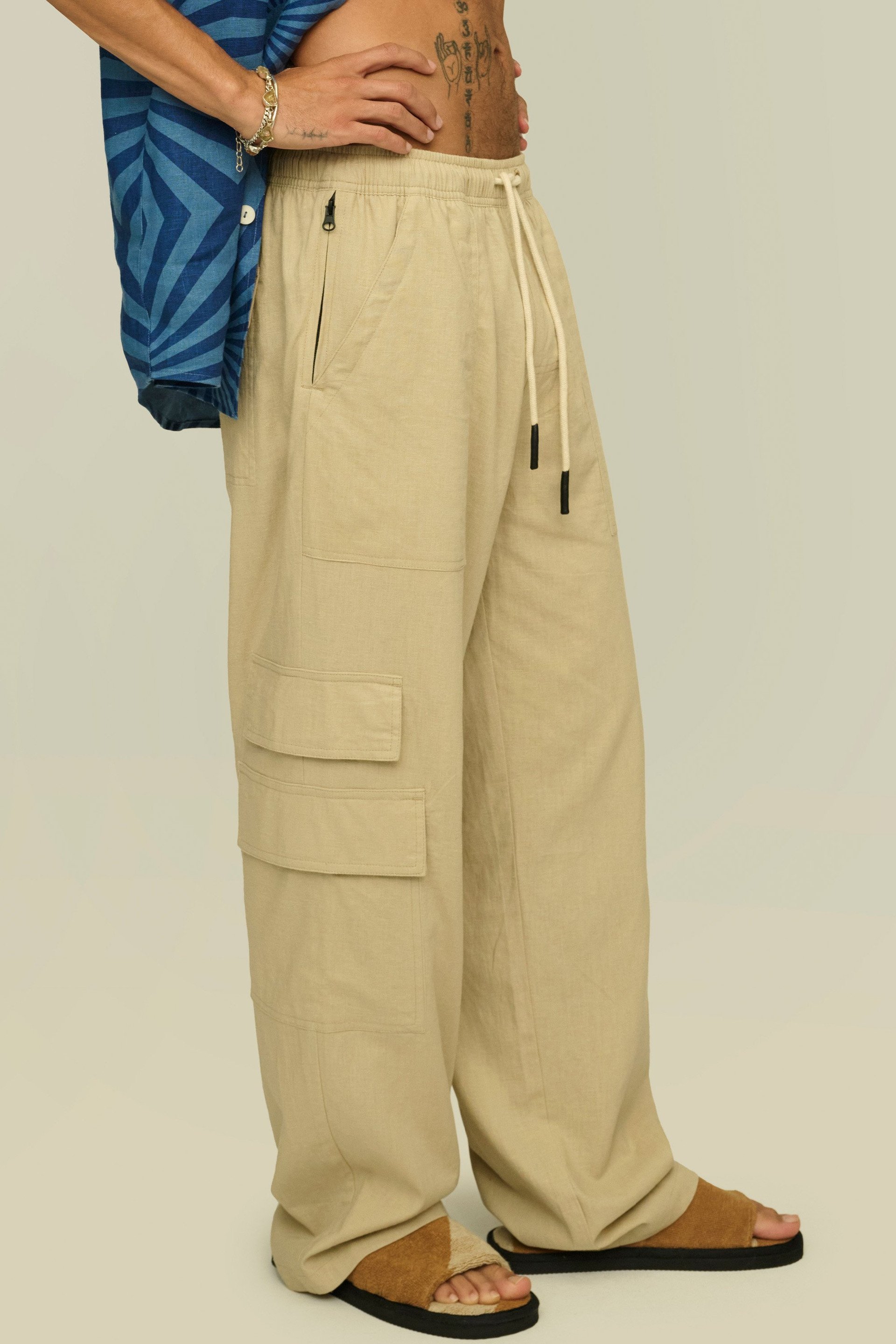 Beige Cargo Pants - Linen Jogger Pants - Paperbag Waist Pants - Lulus